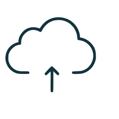 Cloud icon with an upward-pointing arrow indicating upload or cloud storage.