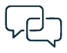 Two overlapping speech bubbles representing communication or chat.