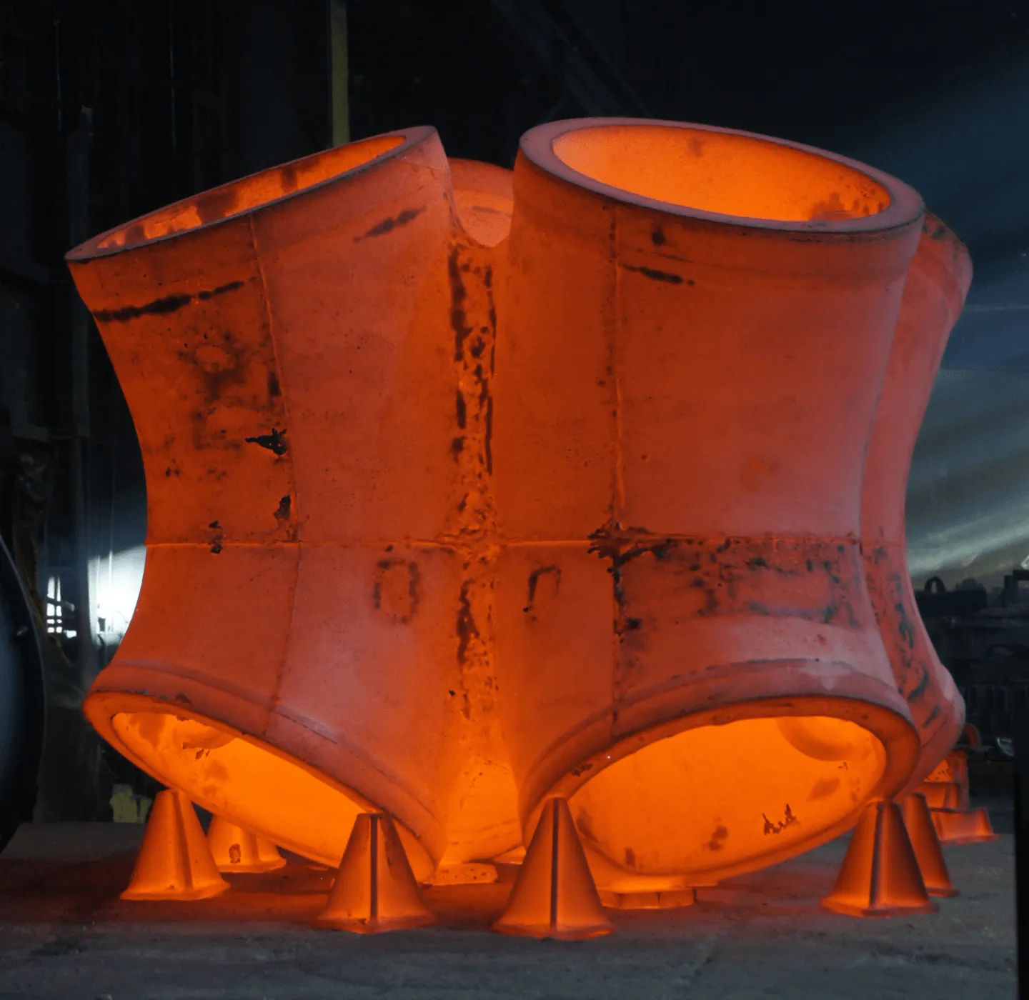 Large Close Up of Heat Treatment of a Massive Cast