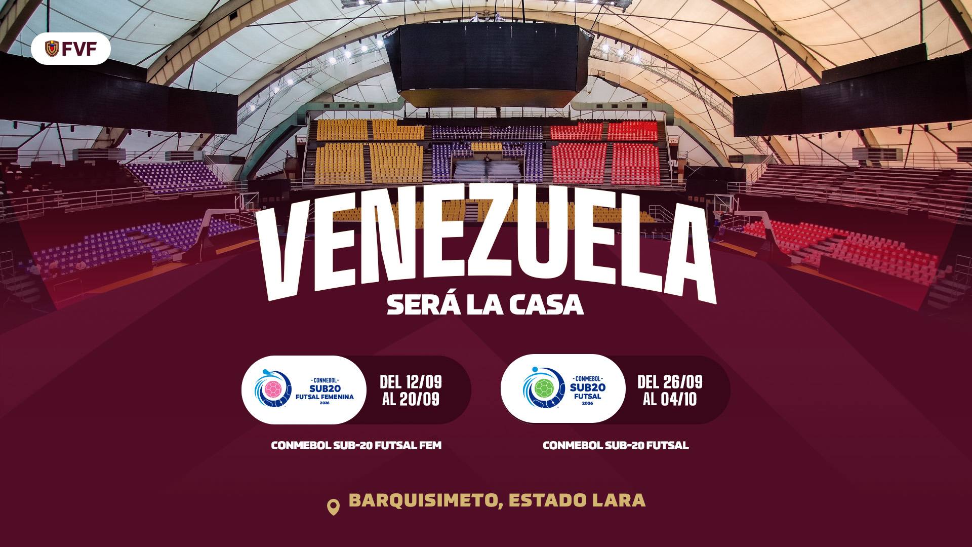 VENEZUELA SERÁ LA SEDE DE LOS TORNEOS CONMEBOL SUB-20 DE FUTSAL FEMENINO Y MASCULINO