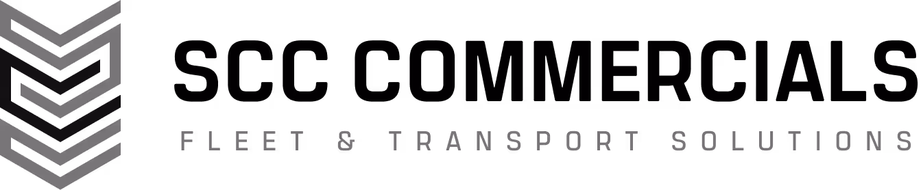 Logo with stacked chevron shapes next to the text 'FLEET & TRANSPORT SOLUTIONS' in uppercase gray letters on black background.