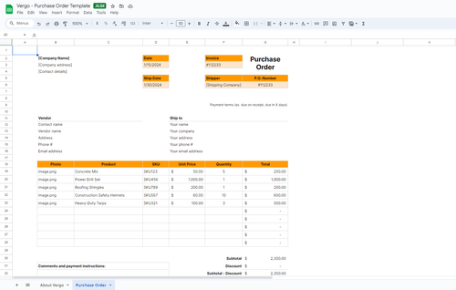 Construction Purchase Order