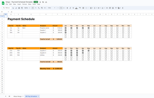 Construction Payment Schedule Template