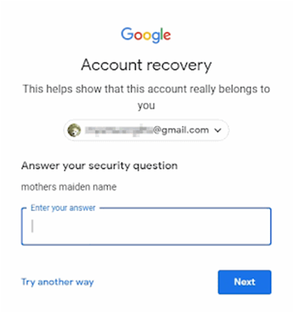 what to do if asnwer of security question on Gmail account is forgot