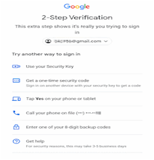 try another way to sign in use security key