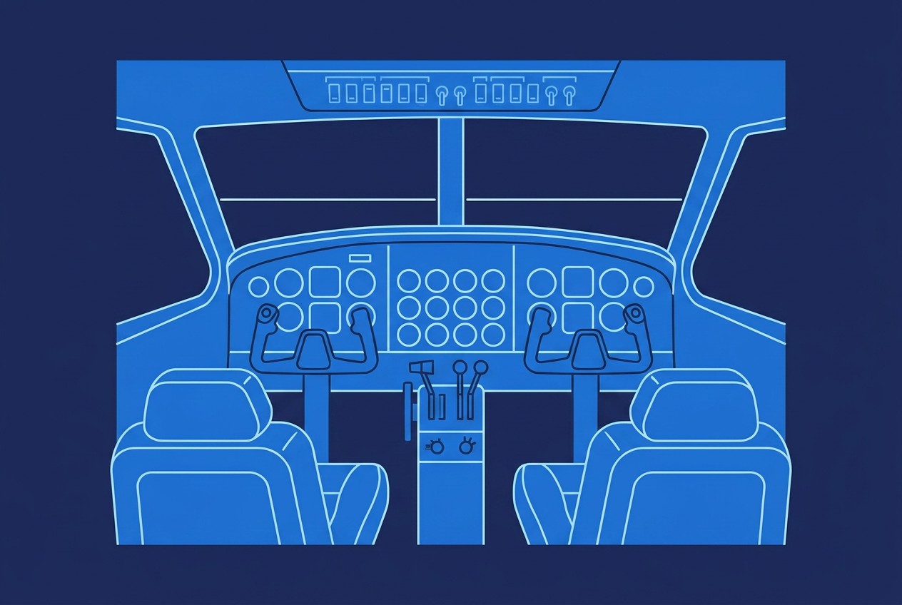 The DHC-6 Twin Otter cockpit, captured in 360° for the Home Guard procedure trainer