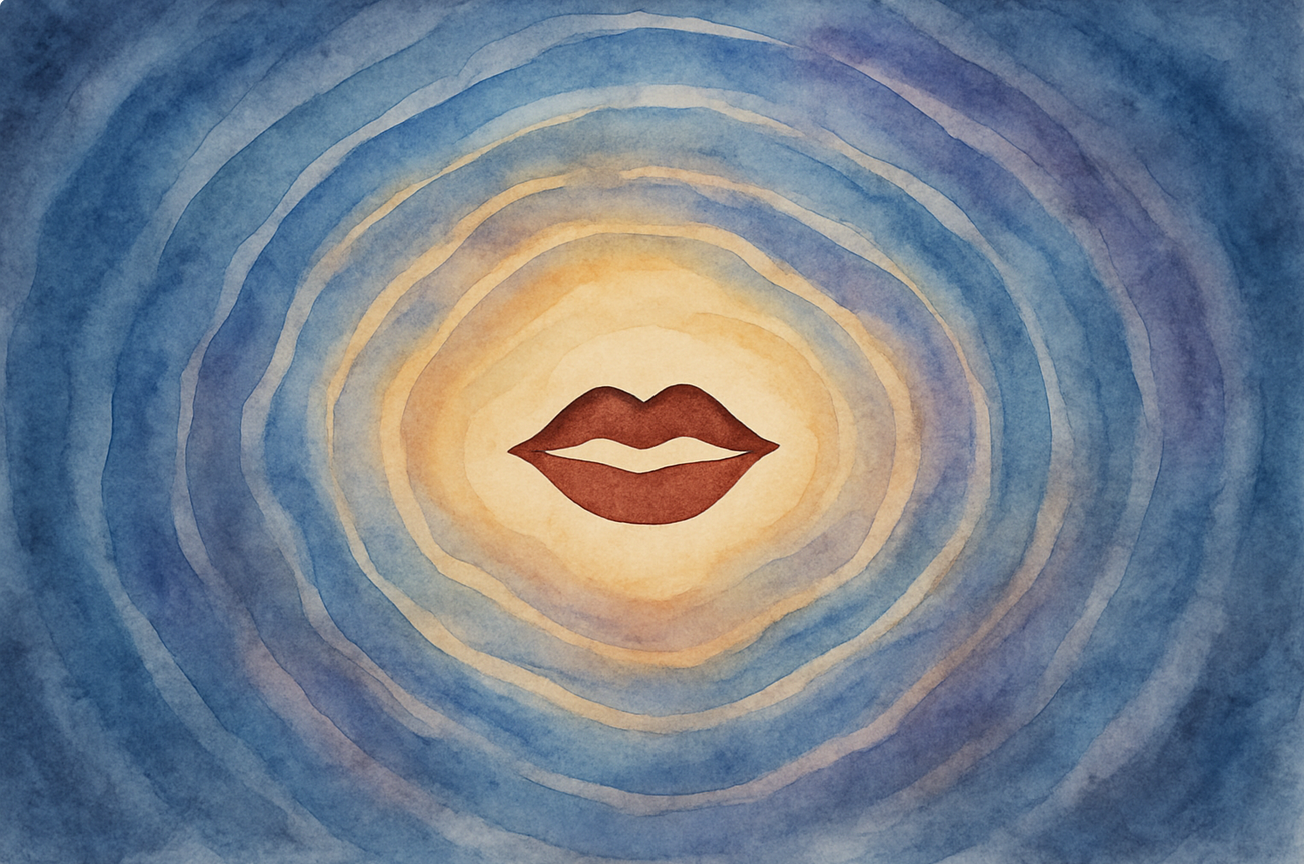 Hypnose à Versailles la voix et la musique des mots en hypnothérapie, vibrations en cercles concentriques style aquarelle