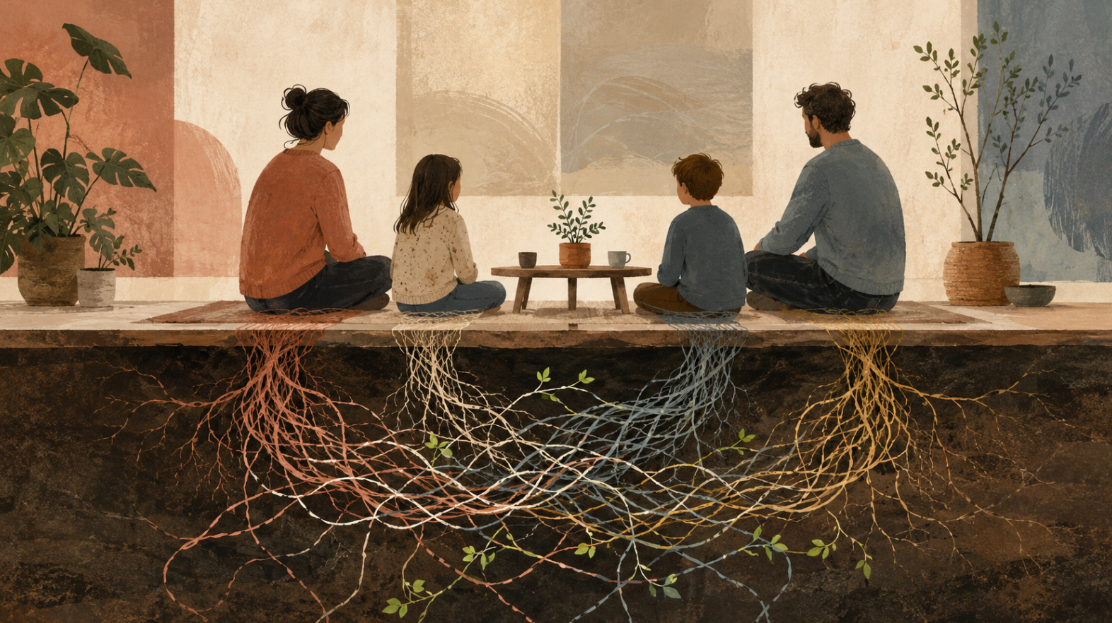 Thérapie familiale à Versailles : les liens familiaux se transforment progressivement, comme des racines sous la surface