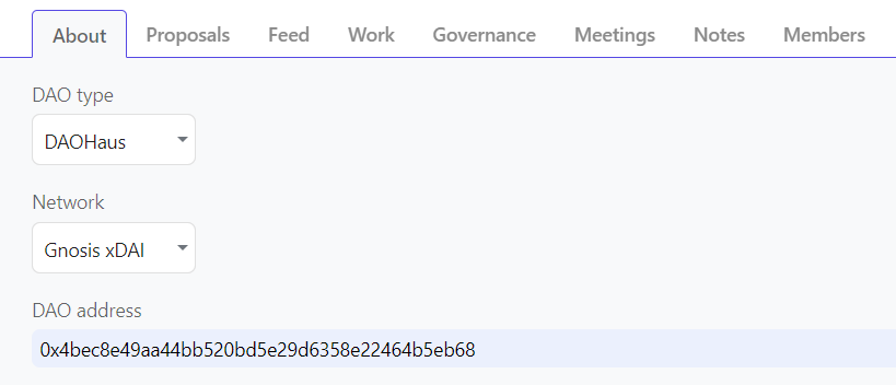 Screenshot of the About tab in DAO workspace in Nestr
