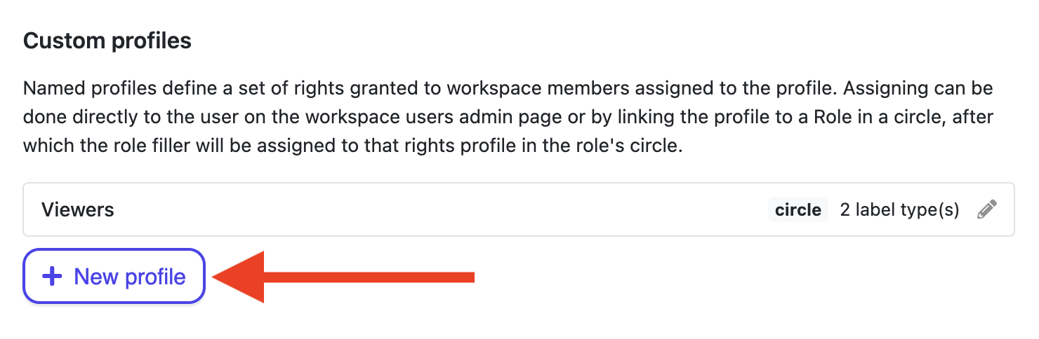 The Custom profiles section with one or two example profiles listed and the “New profile” button visible.