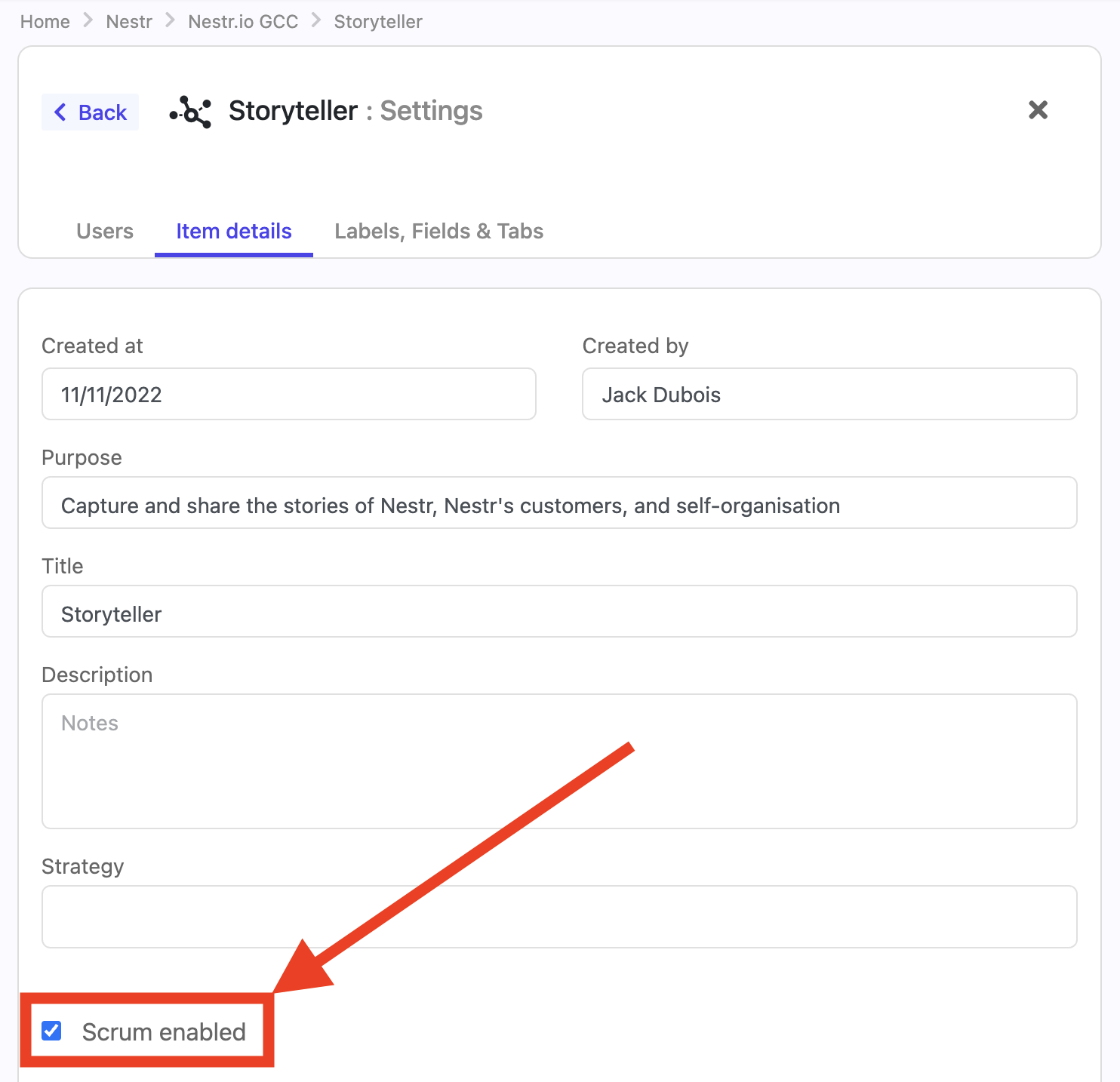 Circle admins can enable/disable Scrum for their circle on the circle settings page.
