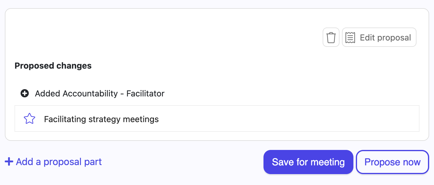 every proposal can be brought to a meeting to processed asynchronously.
