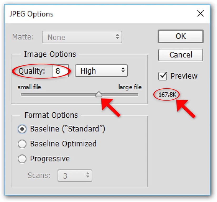 Image 1 – Saving as JPEG in Photoshop