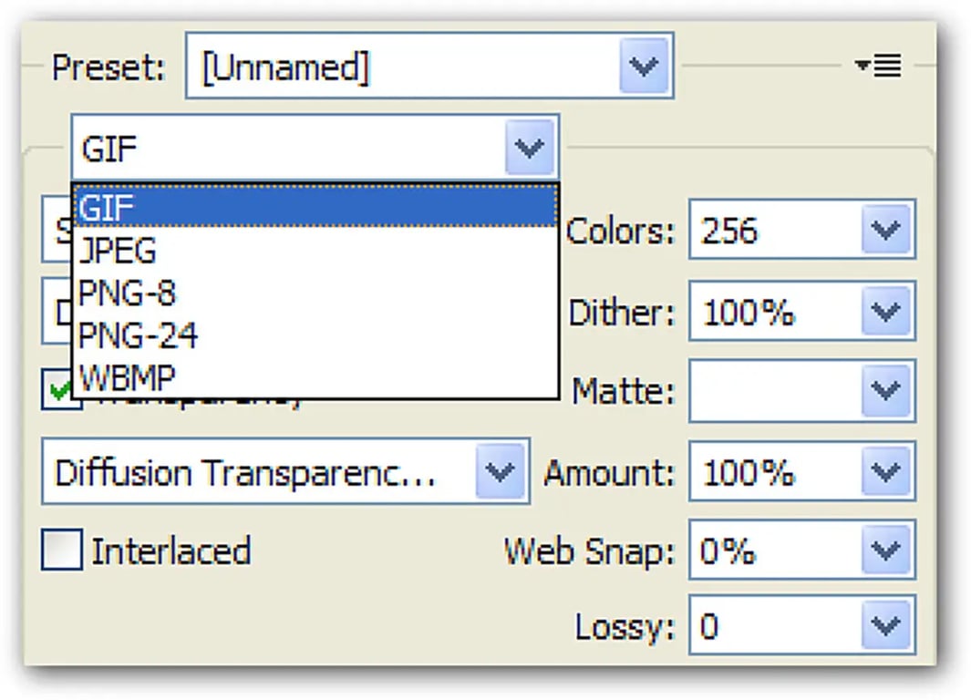 Image 2 – Format options for the internet