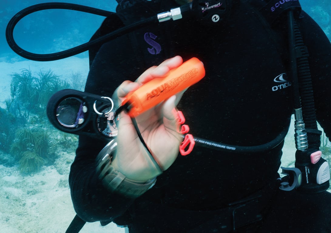 Handheld noisemakers and devices are commonly used to get divers' attention