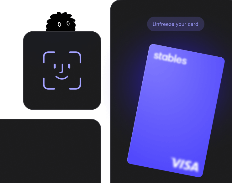 Card with floating coins