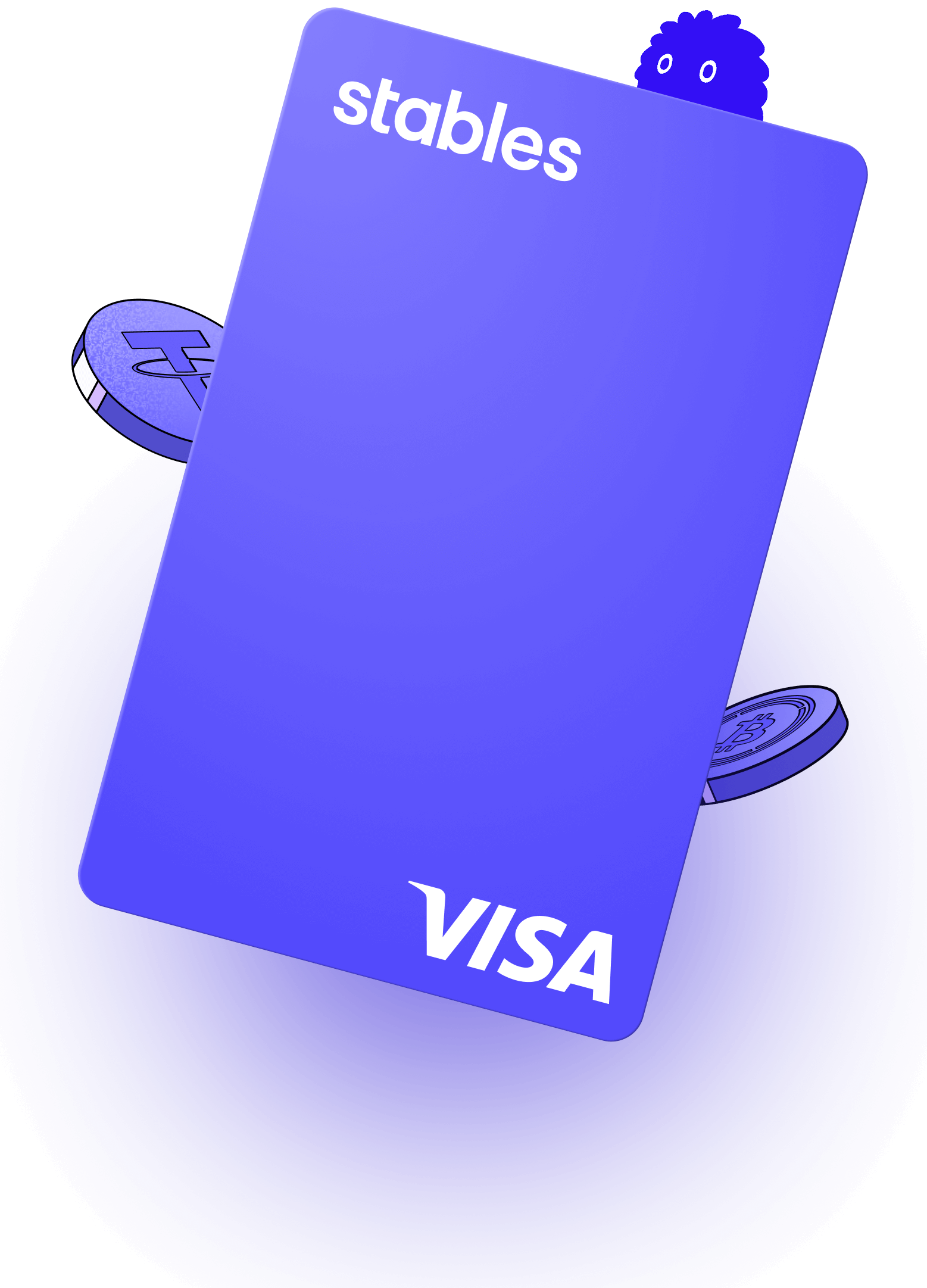 Card with floating coins