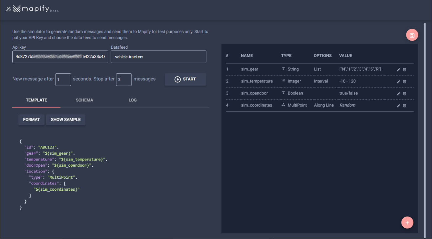 Simulate IoT real time messages with Mapify Data Feed Simulator