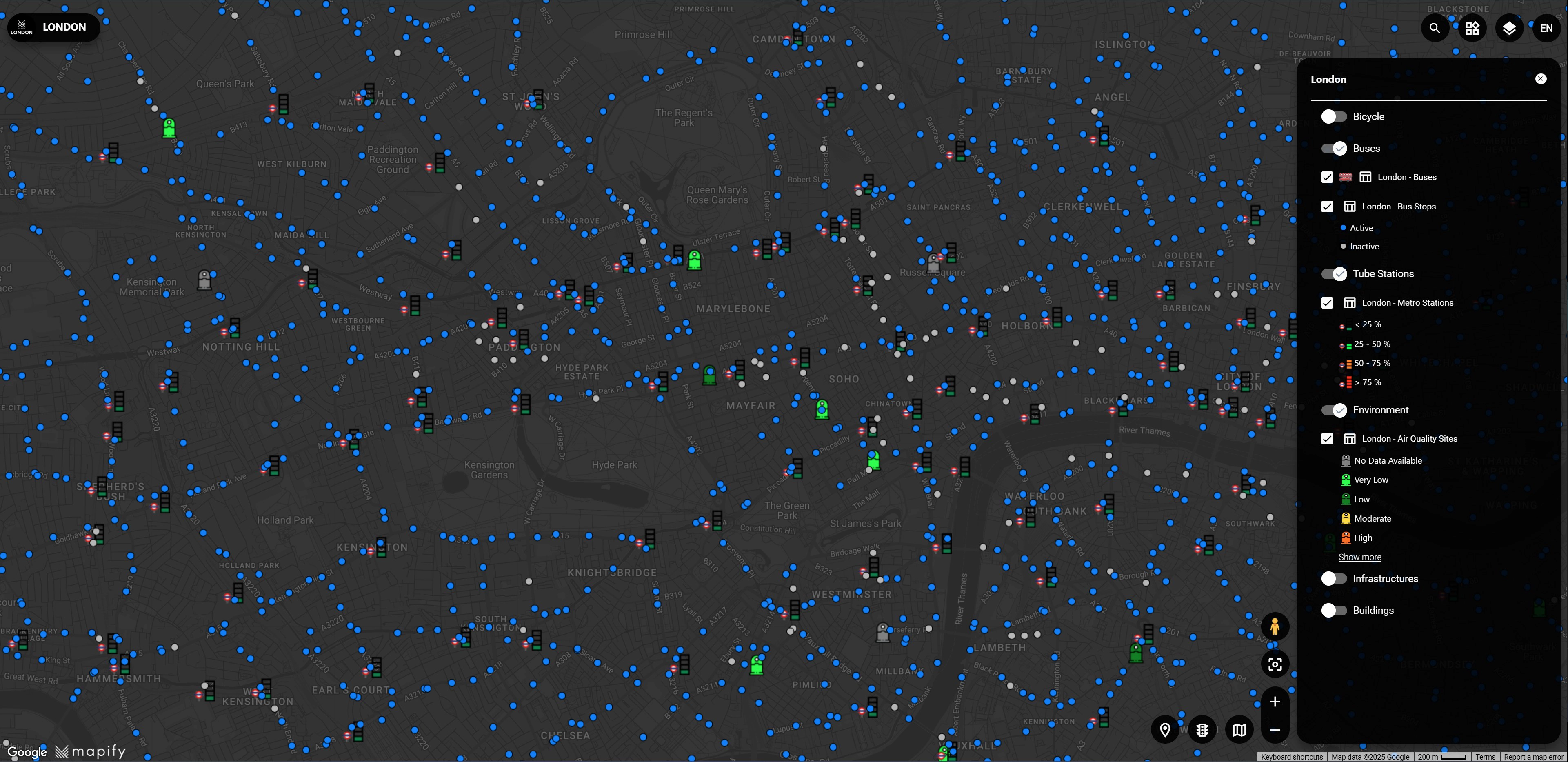 Filter data using layers