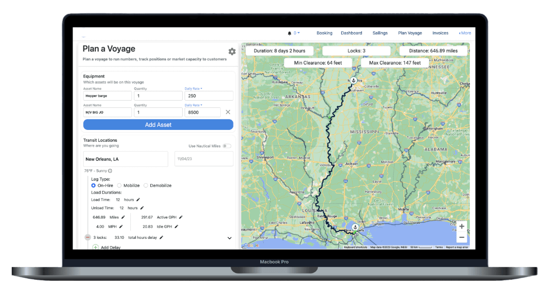 OpenTug's automated quoting and route planning platform