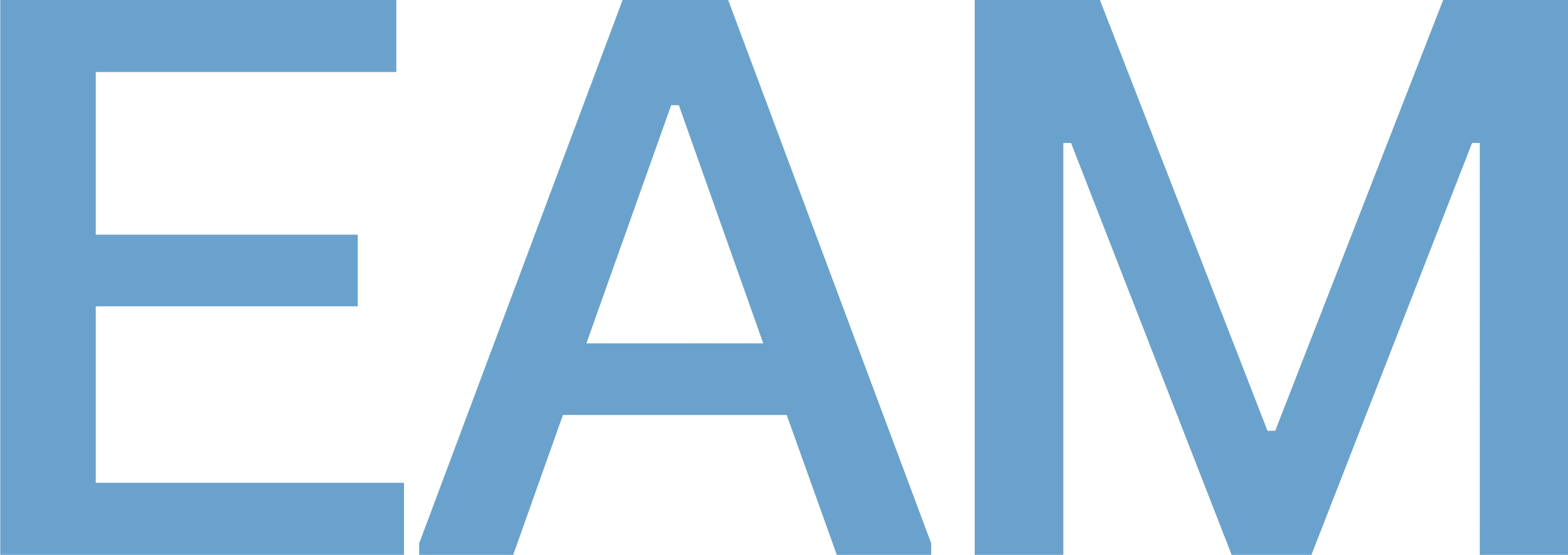 Large blue uppercase letters spelling 'EAM' on a transparent background.