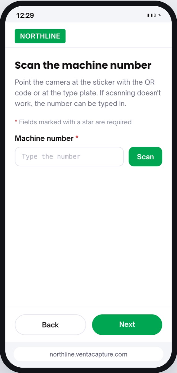 The scan step on the phone