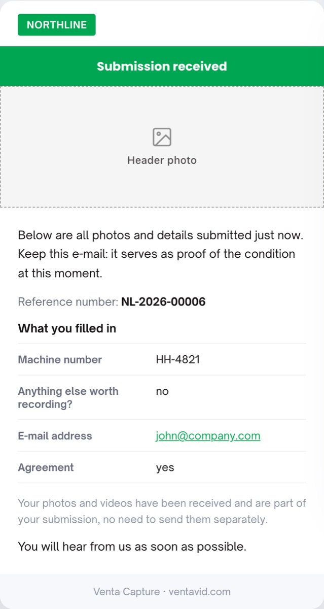 Confirmation email