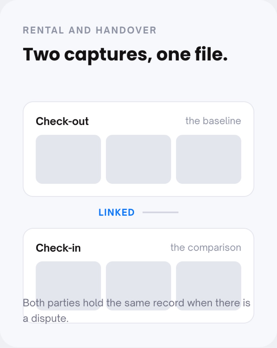 Rental and handover: check-out and check-in linked