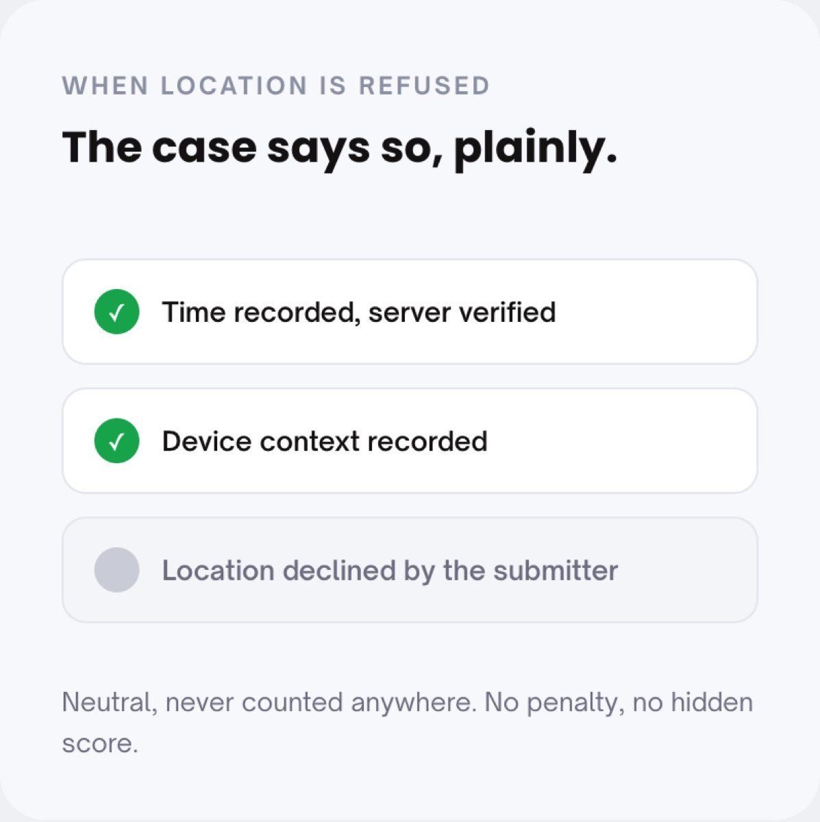 When location is refused, the case says so plainly