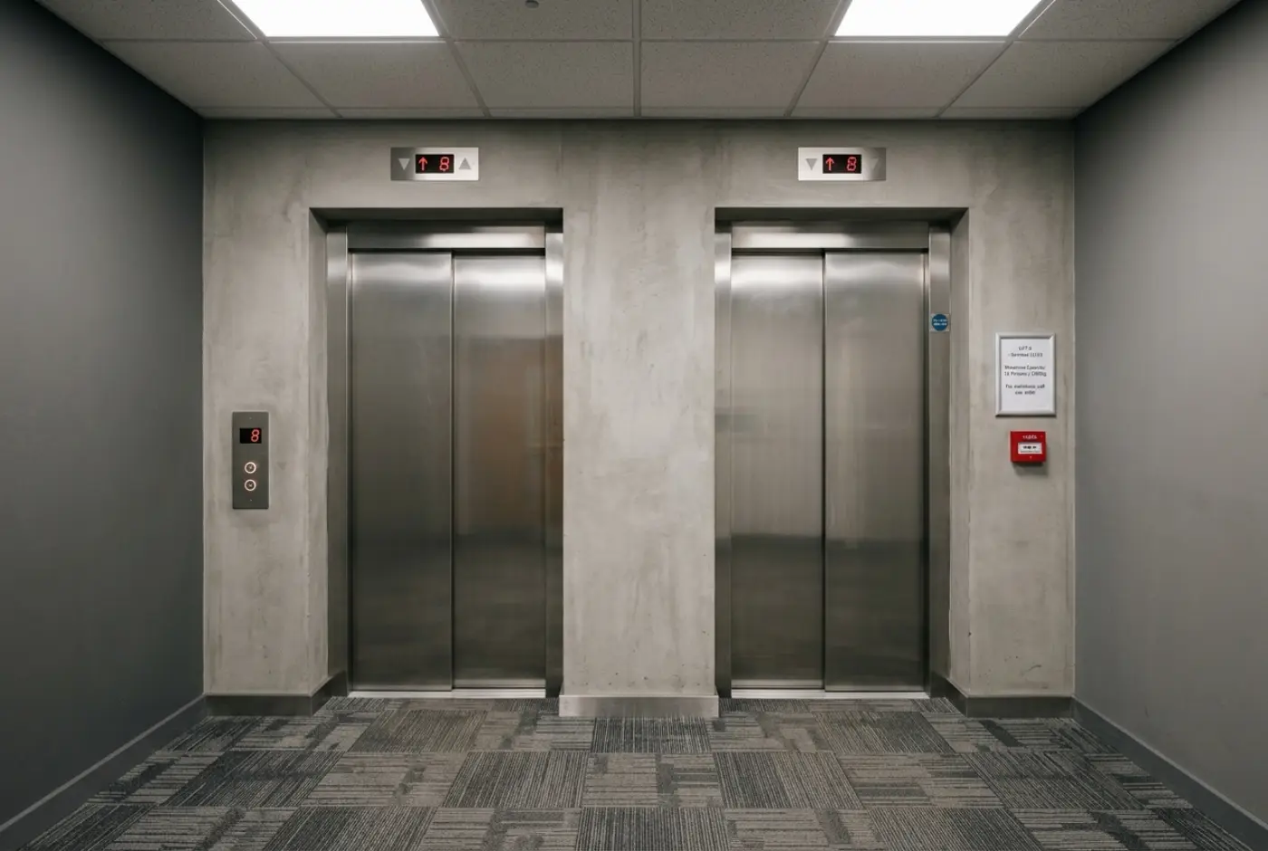 Lift lobby in an office building