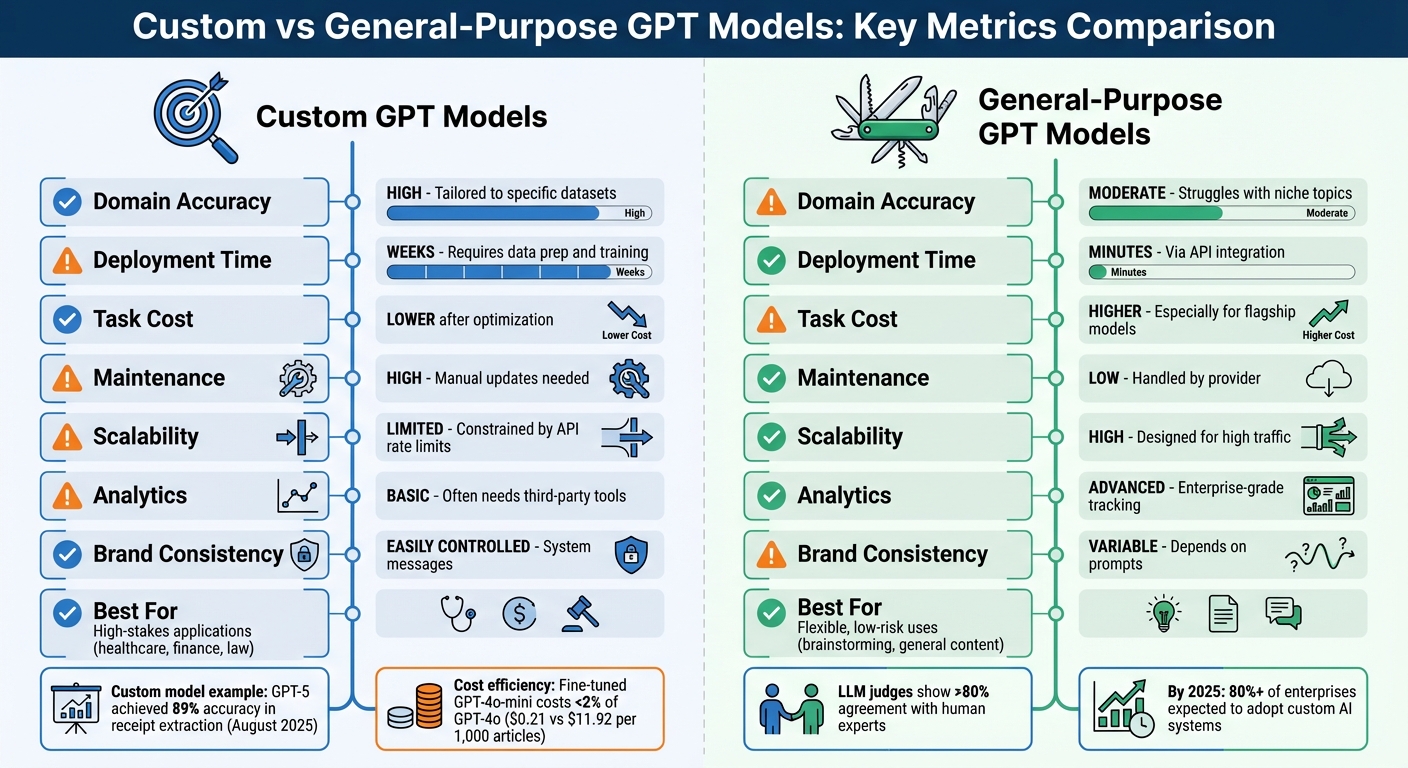 Custom vs General-Purpose GPT Models: Key Metrics Comparison