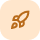 Icon of a small stylized rocket ship angled upward inside a rounded square with a peach background.