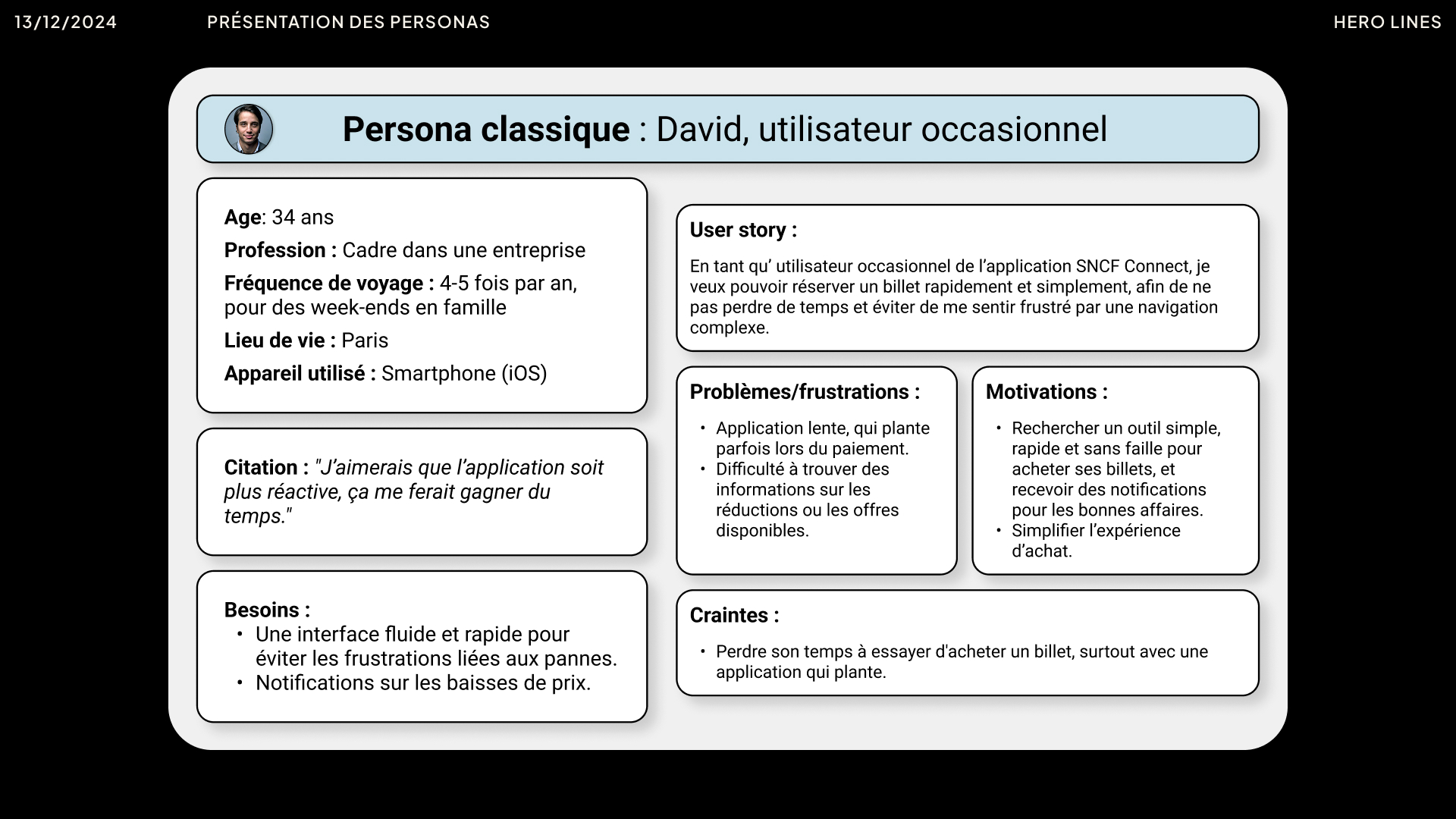 Fiche persona : David, utilisateur occasionnel de SNCF Connect