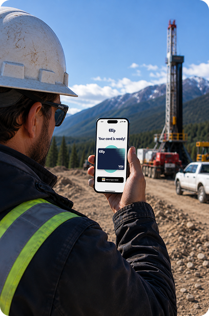 A worker receiving their digital fuel card on their mobile device