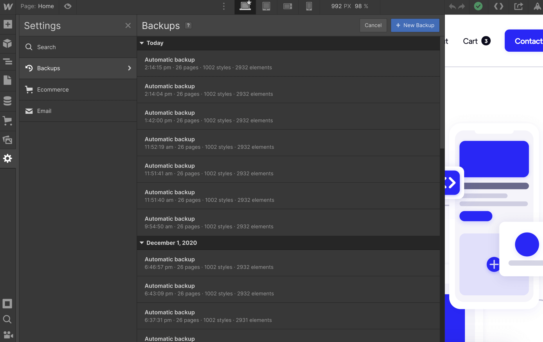 Backups - Code Webflow Template