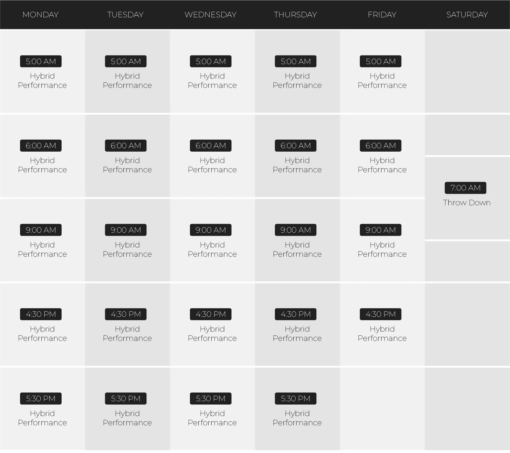 Complete Body - Group Training Timetable - Jan 2025