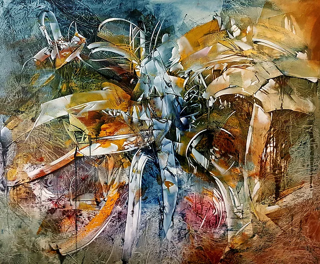 Flowers, 2017. Mixed media on Canvas, 74 x 74 inches