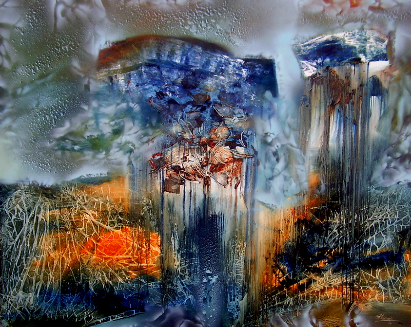 Deliriums of a Deluge, 2006. Mixed Media on Canvas, 70 x 80 inches