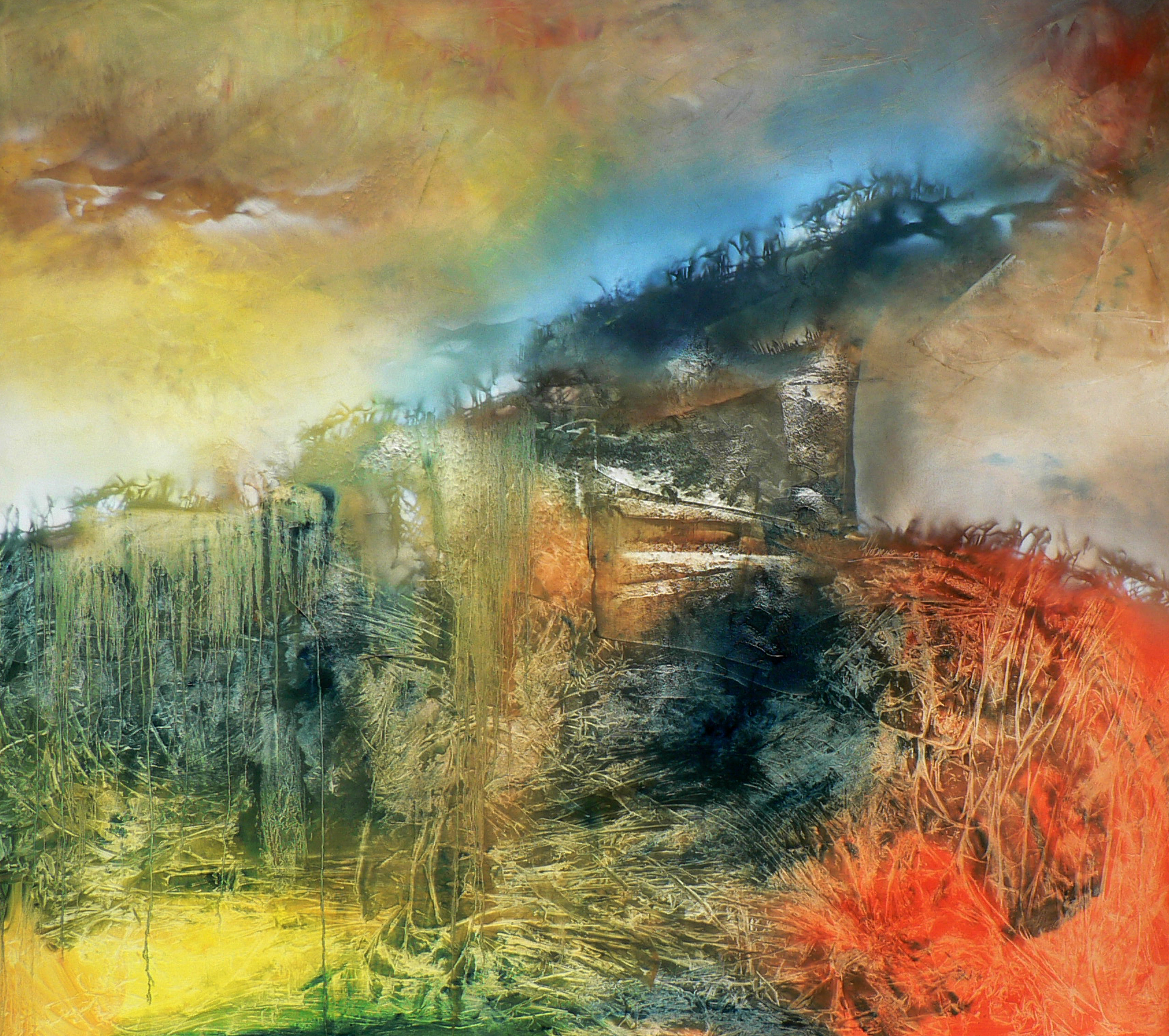 At Heaven's Peak, 2008. Miexd media on Canvas, 72 x 78 inches