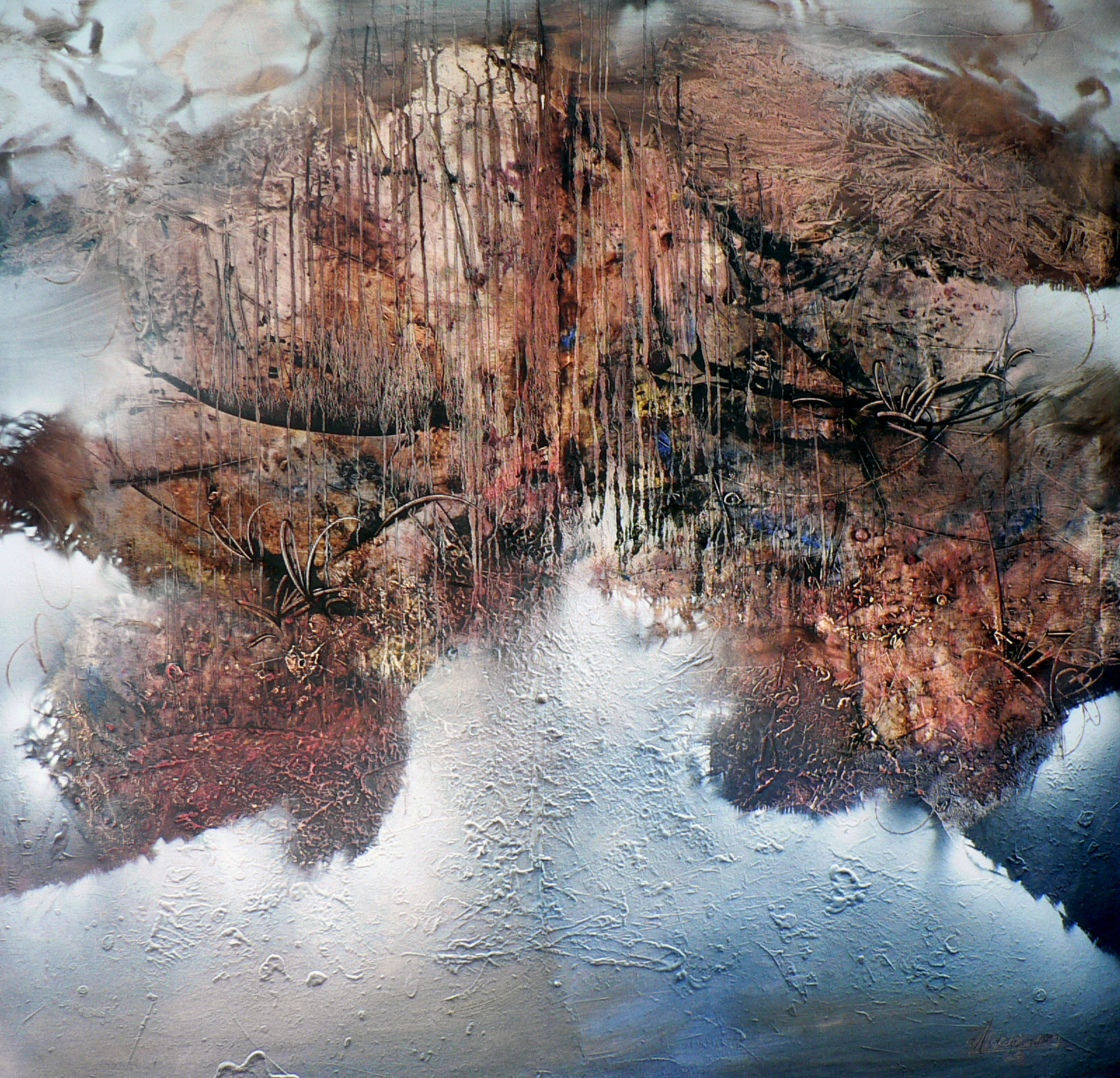 The Deep Throat of Time, 2008. Mixed Media on Canvas, 70 x 70 inches