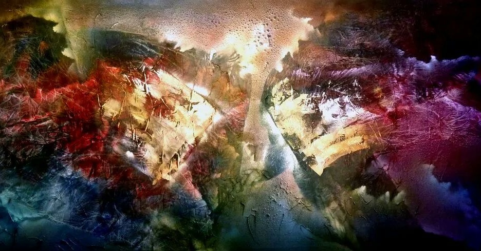 Encounters, 2011. Mixed Media on Canvas, 50 x 80 inches 