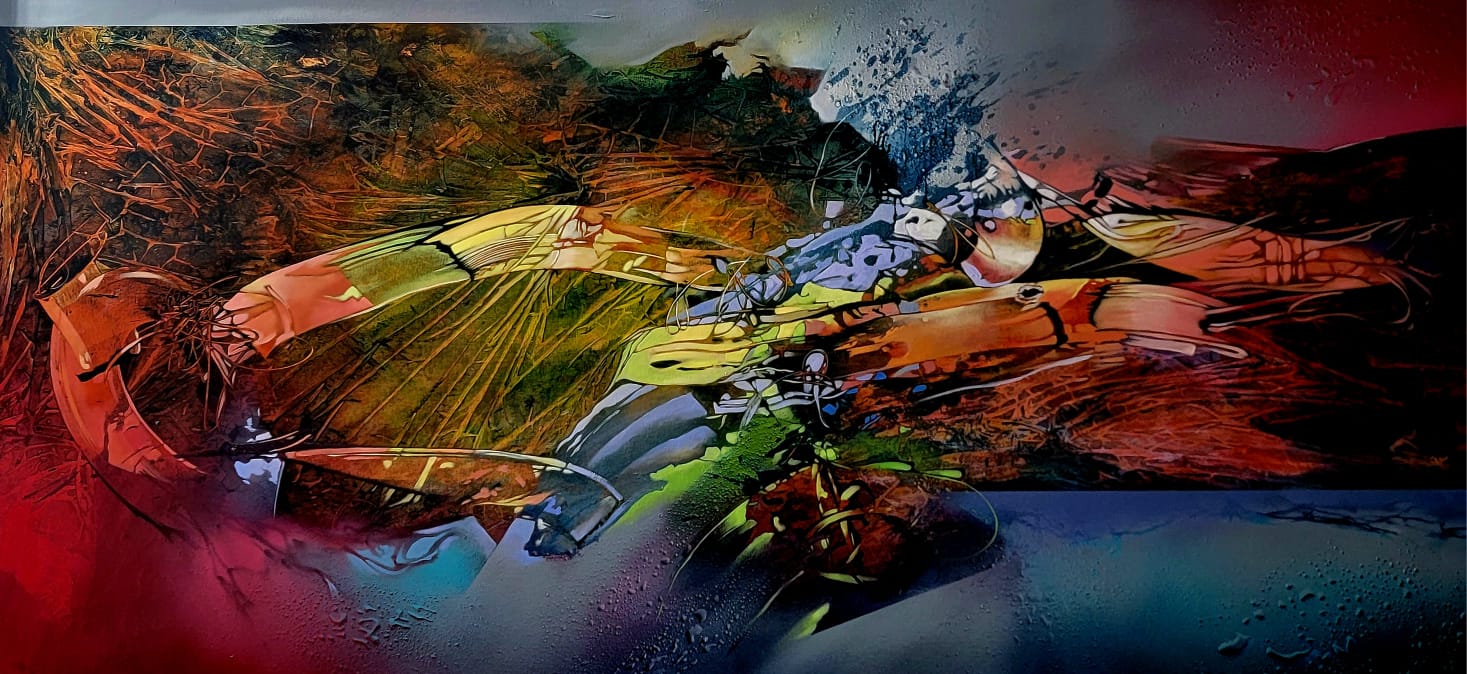 Untitled, 2021. Mixed Media on Canvas, 40 x 84 inches