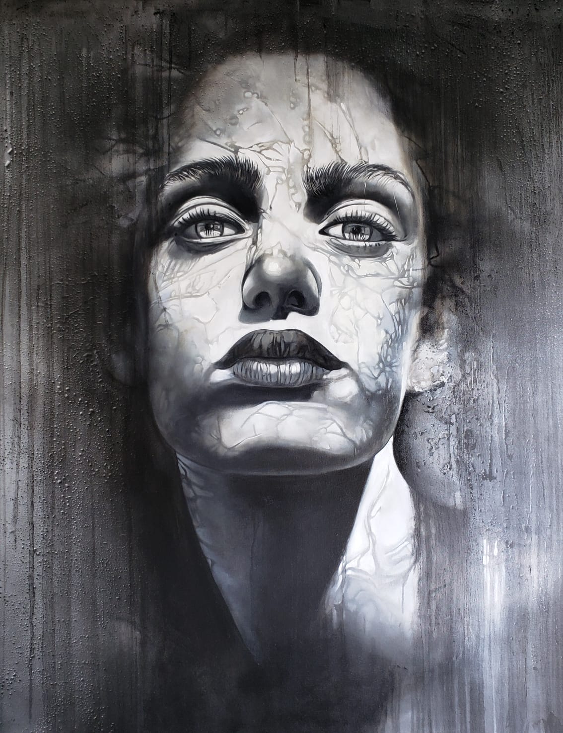 Shade, 2020. \nCharcoal and pastel on Canvas, 60 x 48 inches