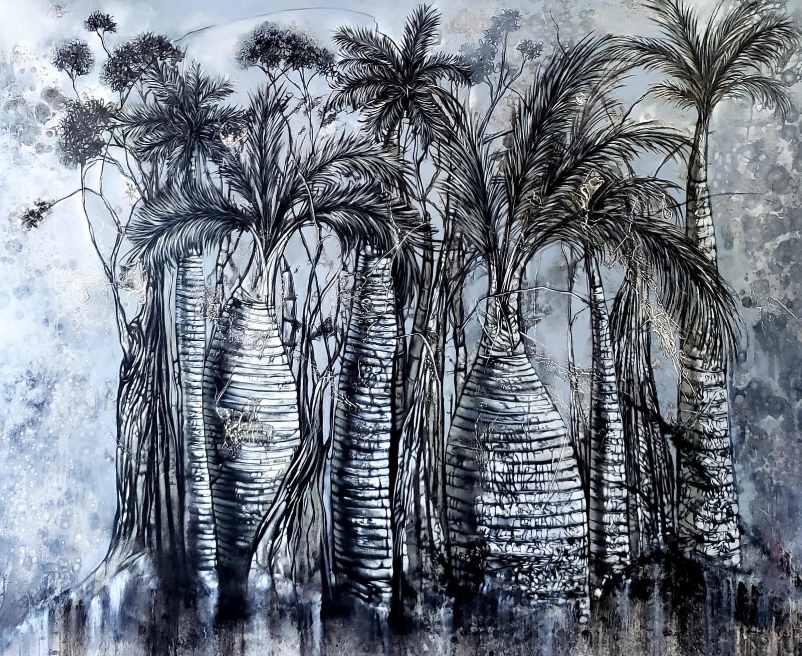 La jungla I, 2019. \nCharcoal and pastel on Canvas. 60 x 72 inches