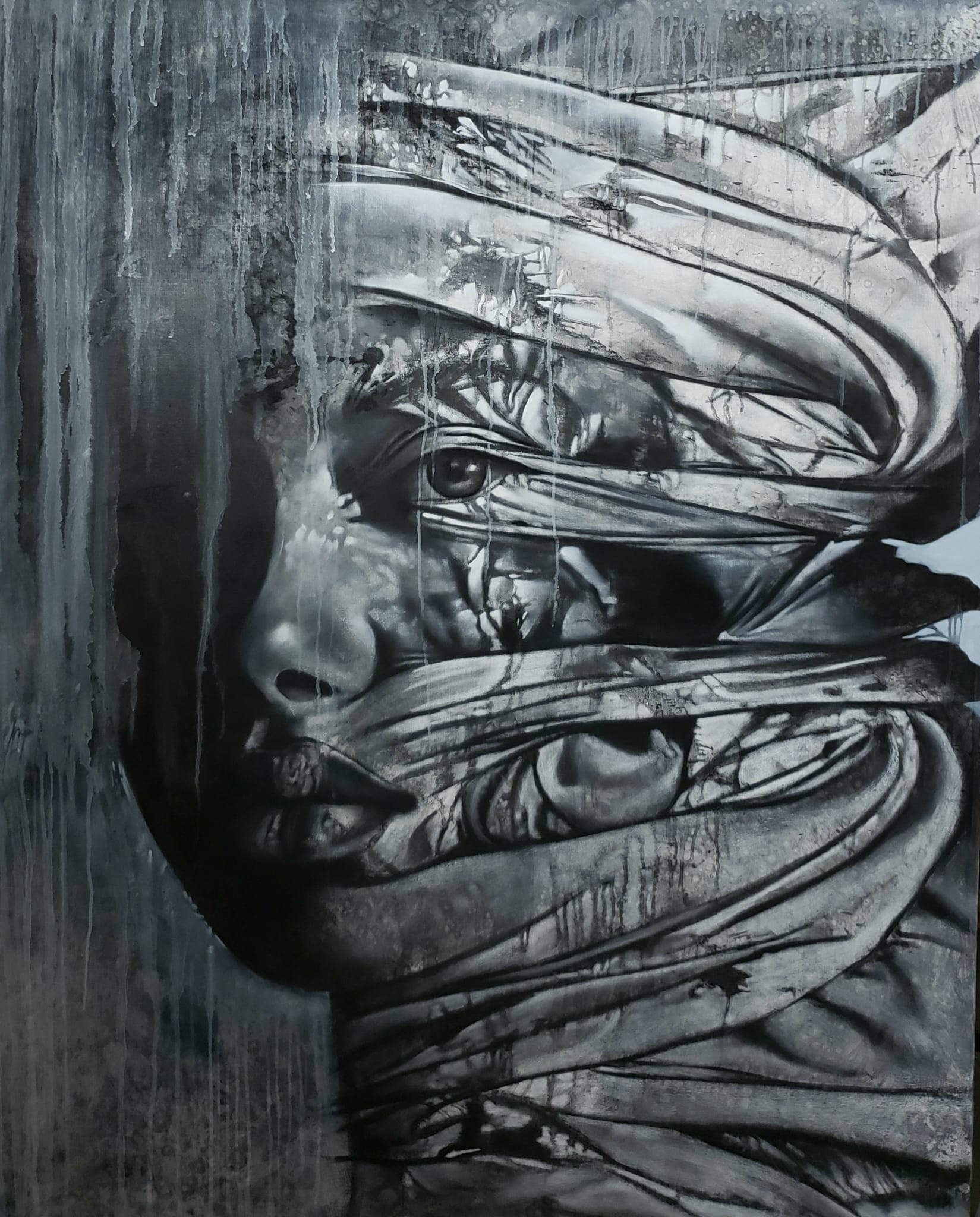 Havana, 2020 \nCharcoal and pastel on Canvas, 60 x 48 inches