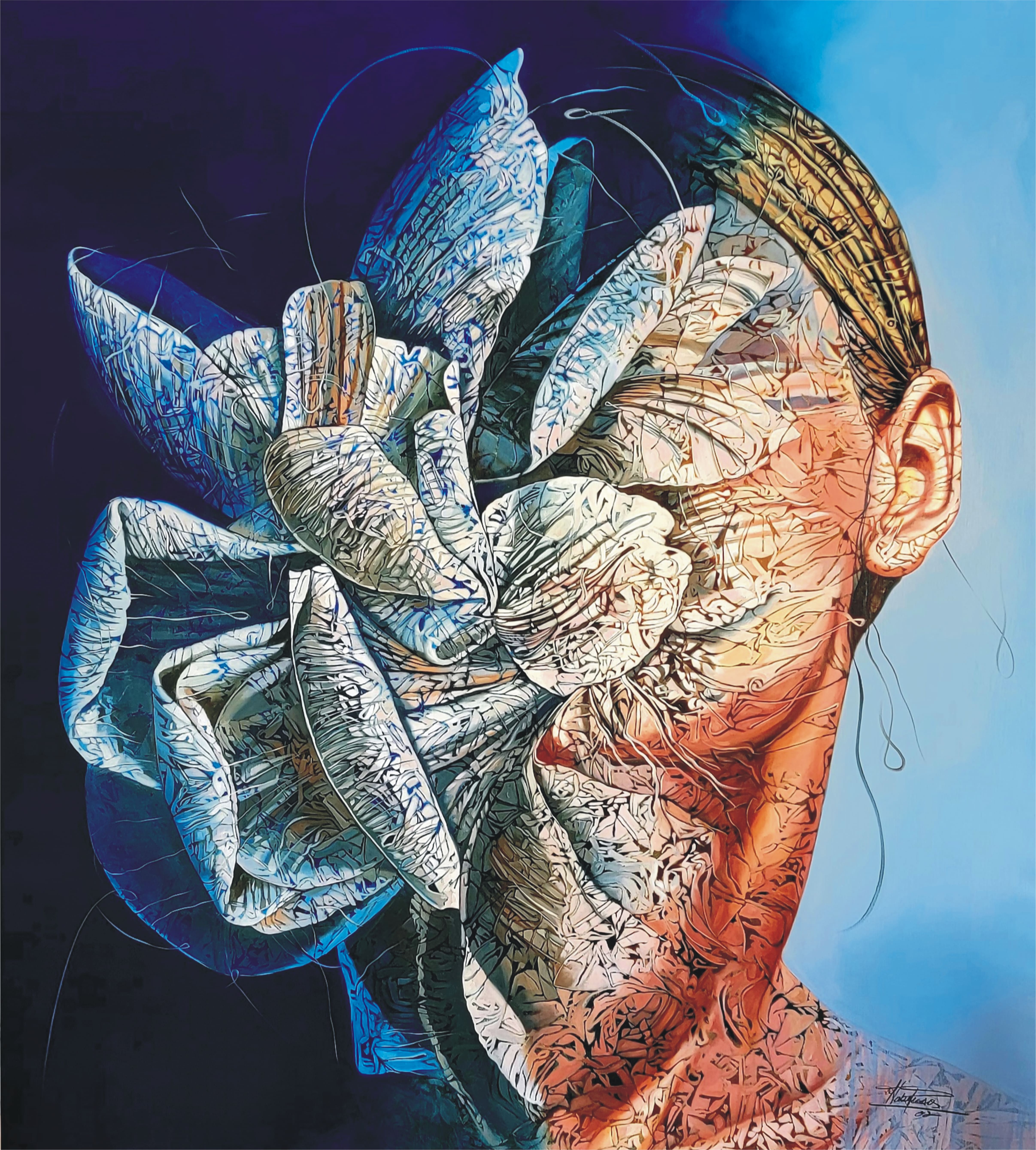 The speech of the soul, 2022 \nOil on Linen | 78 x 70 Inches