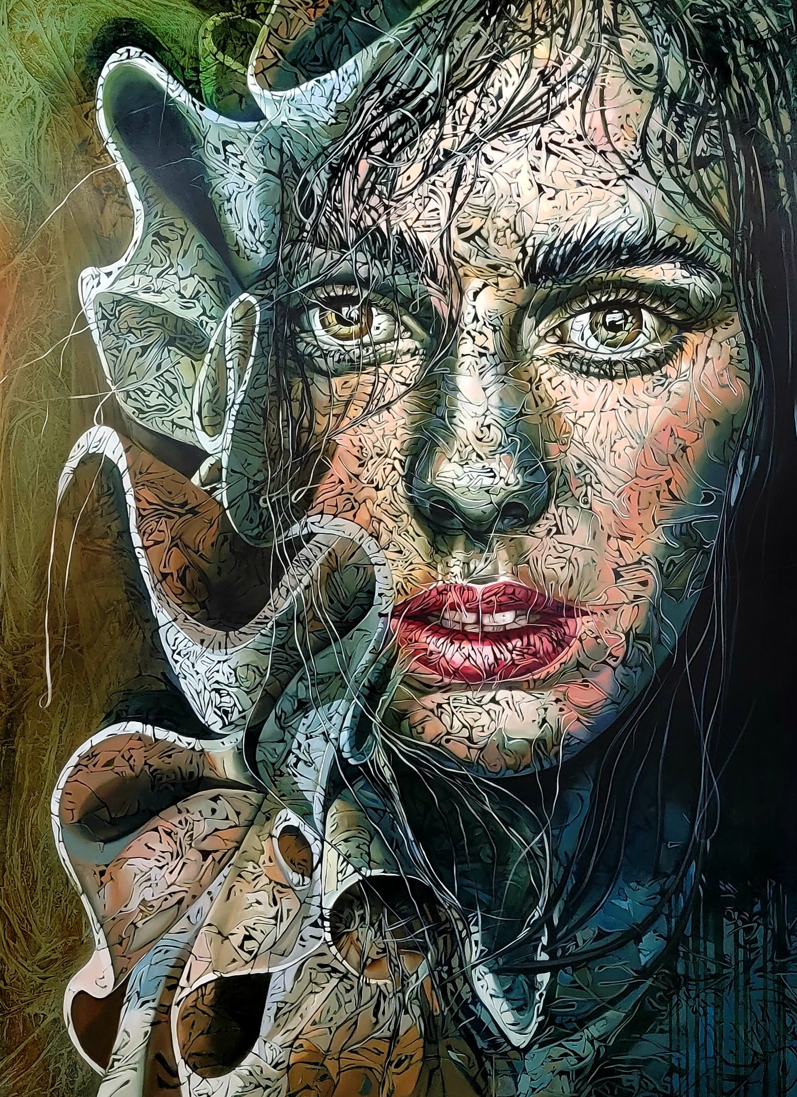 Dual emotions, 2021 \nOil on Linen | 78 x 56 Inches