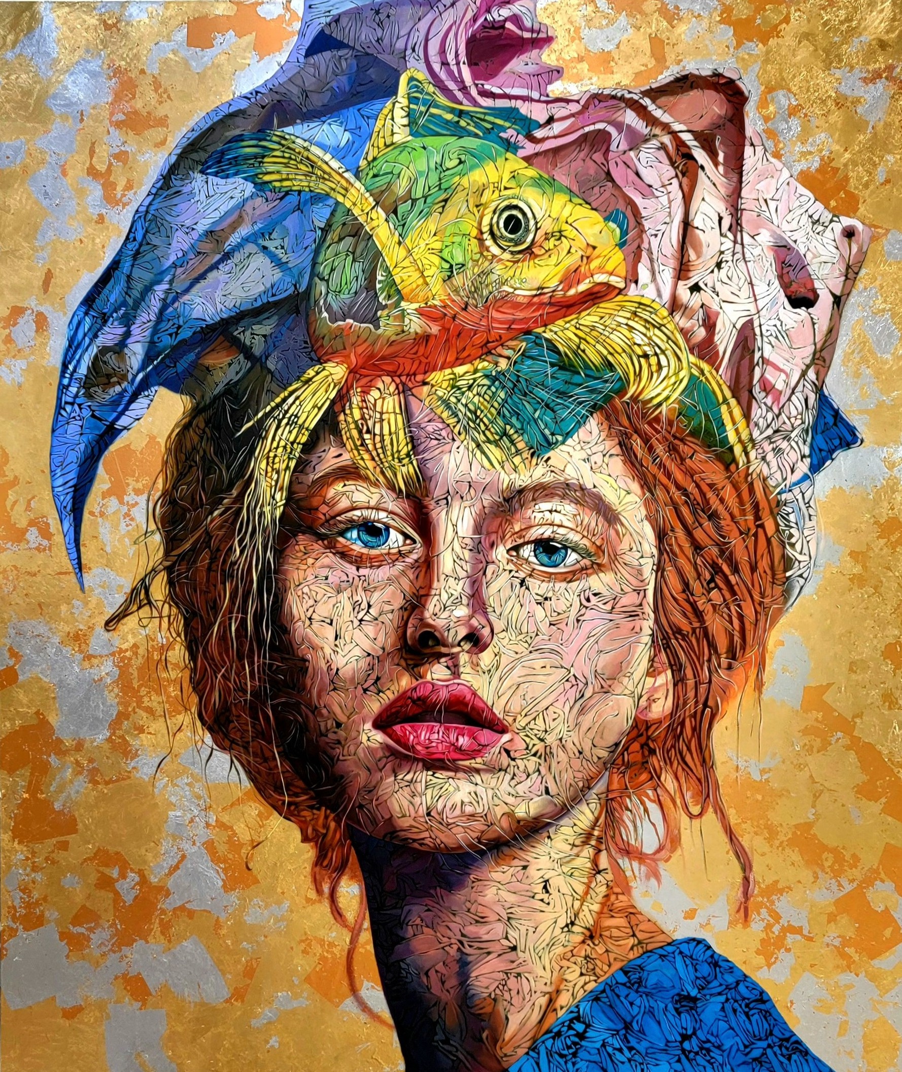 Flowing thoughts, 2023  \nOil on Linen | 84 x 72 Inches 