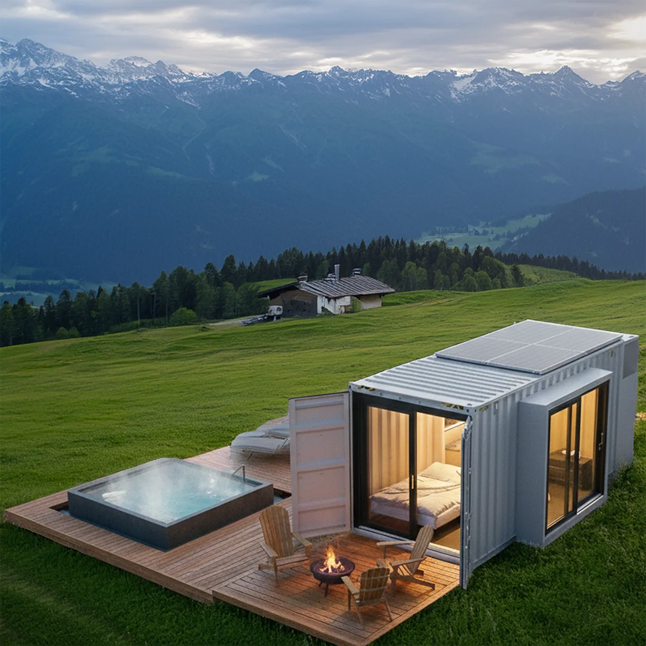 Container Tinyhouse mit Pool und Terrasse