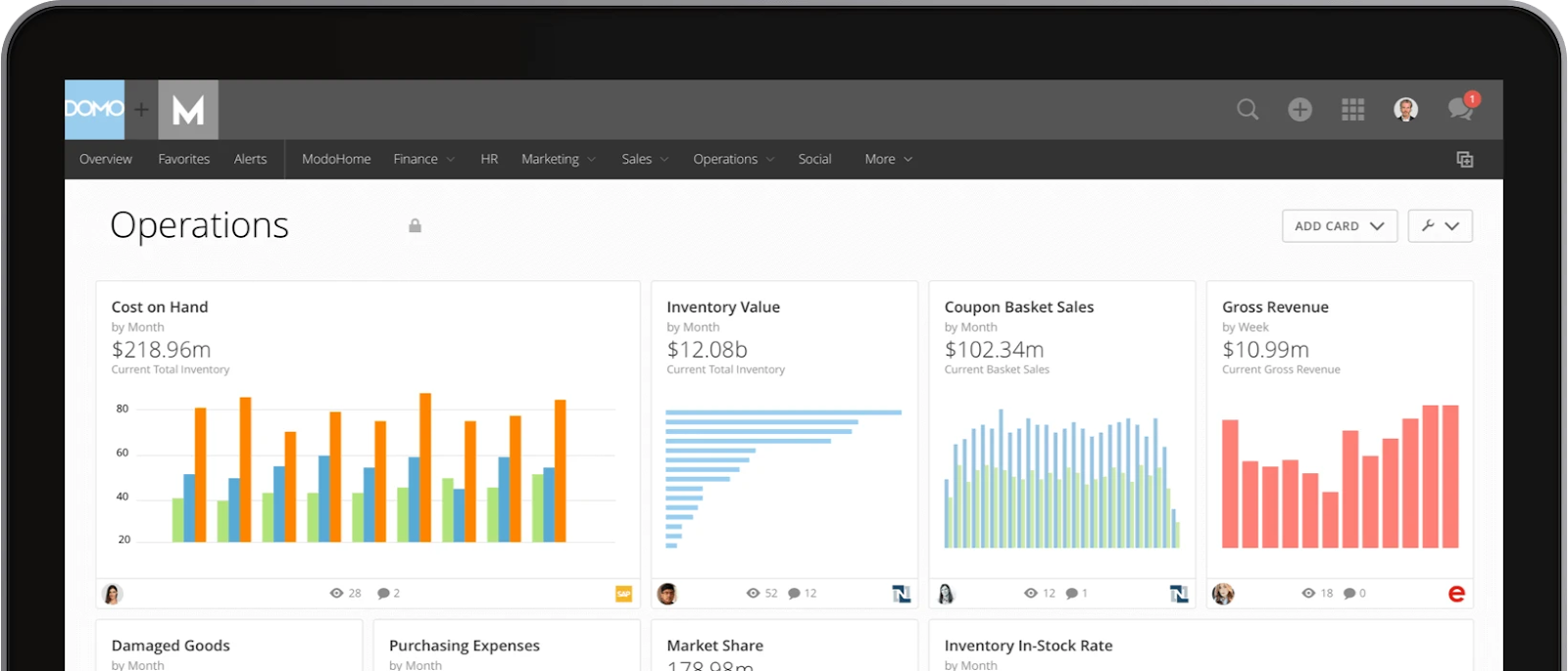 embedded analytics tools that don't use iframes: domo everywhere